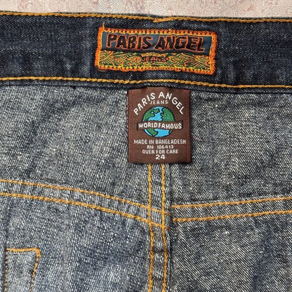 Paris Angel Jeans Denim Shorts Women Sz 24 Blue Embroidered Pockets Hiking Beach - Picture 5 of 13